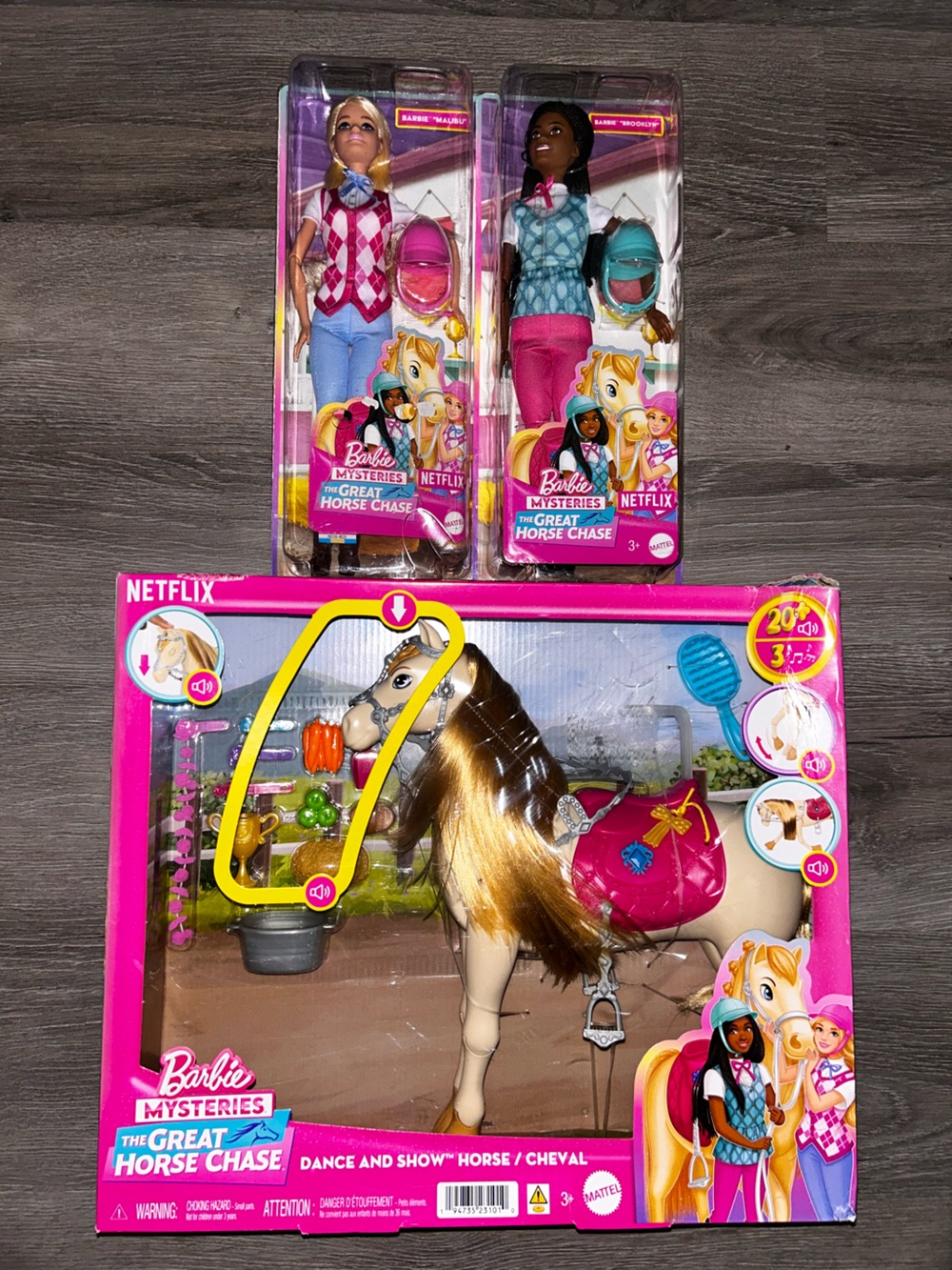 NEW-Barbie Mysteries The Great Horse Chase- Horse, Malibu & Brooklyn Dolls